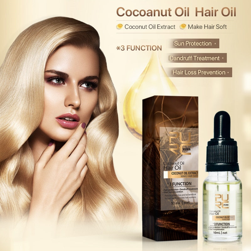 10 ML New Arrivals Natural Organic Cold Pressed Virgin Coconut Oil Skin Hair Care Make Hair Soft Sun Protection Essential Oil