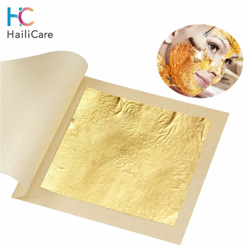 10pcs DIY Gold Mask 24k Edible Gold Leaf Foil Beauty Anti Aging Wrinkle Removal Facial Skin Care Tools for Organic Serum Mascara