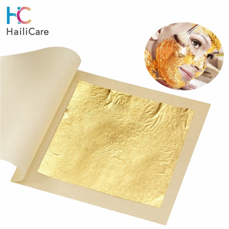 10pcs DIY Gold Mask 24k Edible Gold Leaf Foil Beauty Anti Aging Wrinkle Removal Facial Skin Care Tools for Organic Serum Mascara