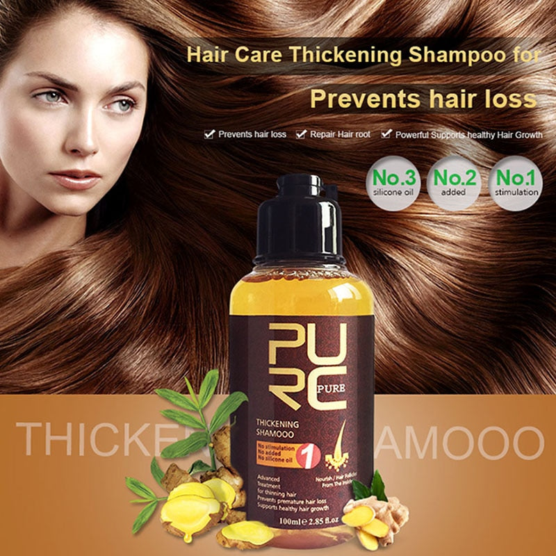 PURC Herbal Ginger Shampoo Hair Care Essence Care Prevention Hair Loss Promote Growth Shampoo Nourish Hair Care 100ML