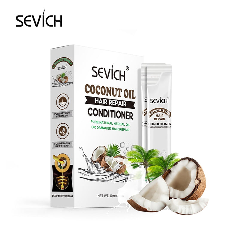Sevich 10pcs/box Organic Coconut Oil Hair Mask Hair Care 5pcs Deeply hydrating Repair Damage Conditioner ortable for travelling
