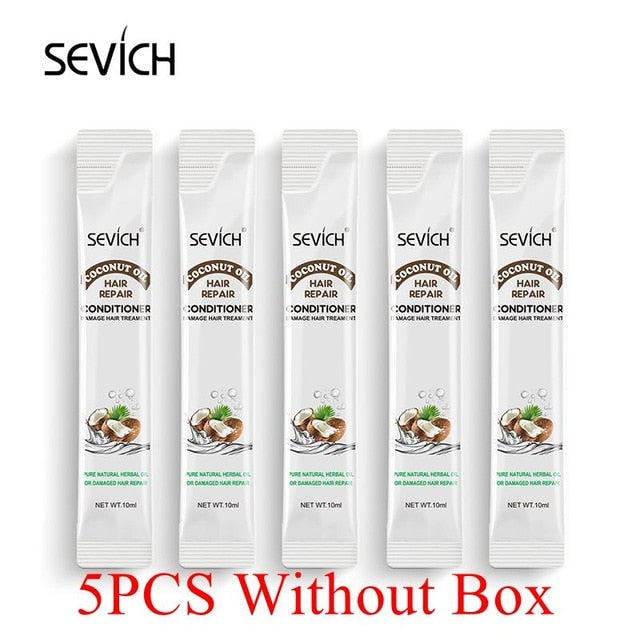 Sevich 10pcs/box Organic Coconut Oil Hair Mask Hair Care 5pcs Deeply hydrating Repair Damage Conditioner ortable for travelling