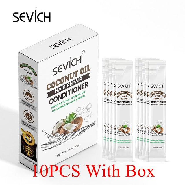 Sevich 10pcs/box Organic Coconut Oil Hair Mask Hair Care 5pcs Deeply hydrating Repair Damage Conditioner ortable for travelling